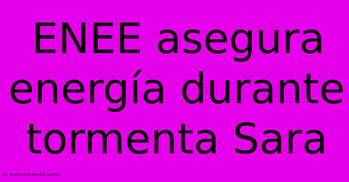 ENEE Asegura Energía Durante Tormenta Sara