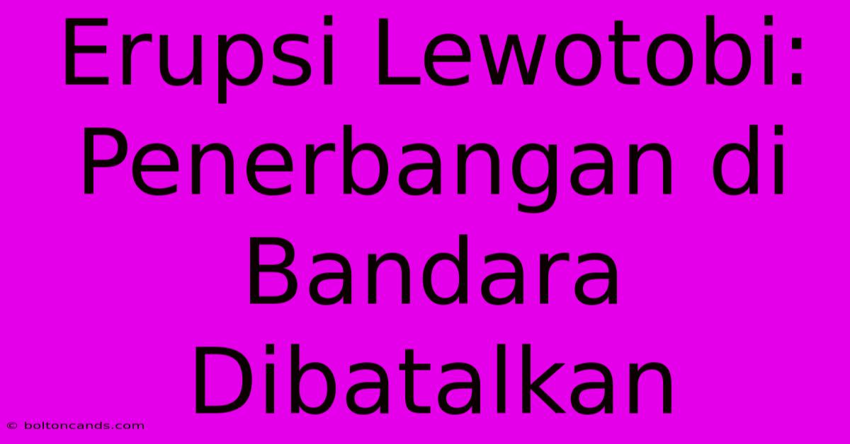 Erupsi Lewotobi: Penerbangan Di Bandara Dibatalkan