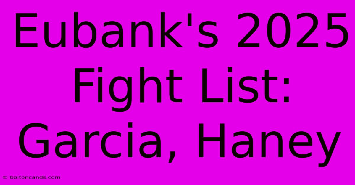 Eubank's 2025 Fight List: Garcia, Haney