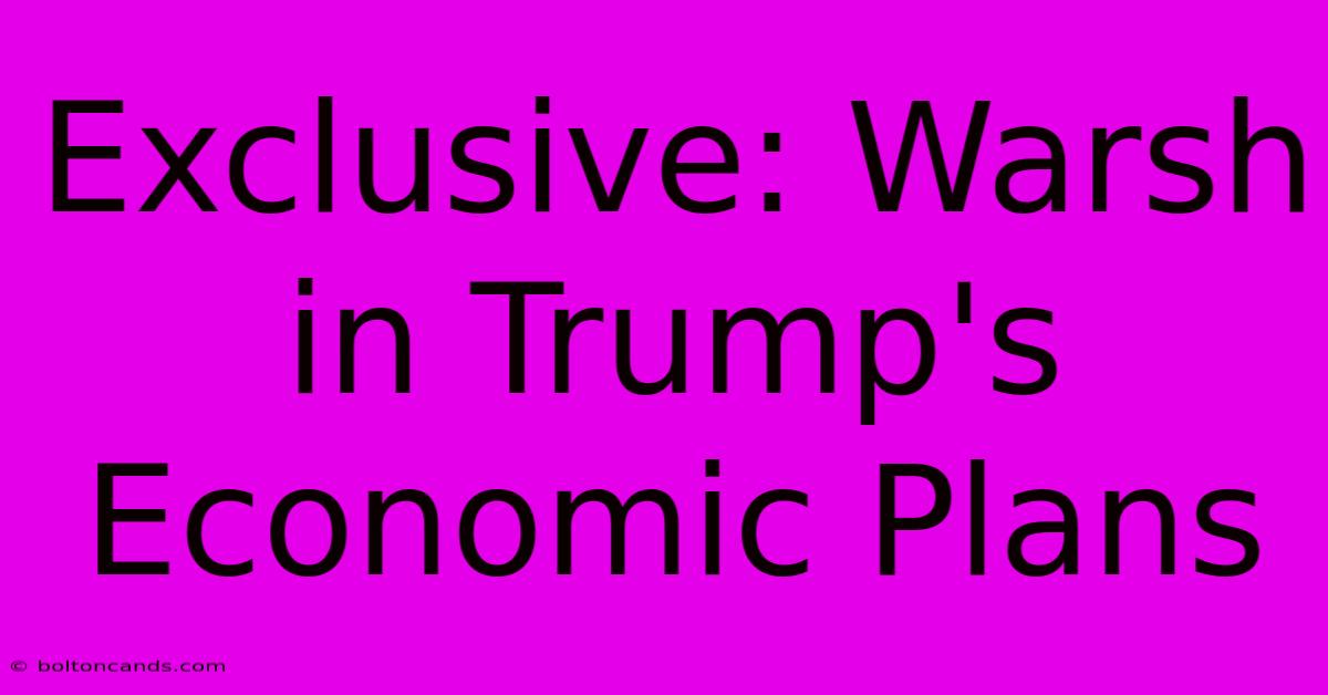 Exclusive: Warsh In Trump's Economic Plans