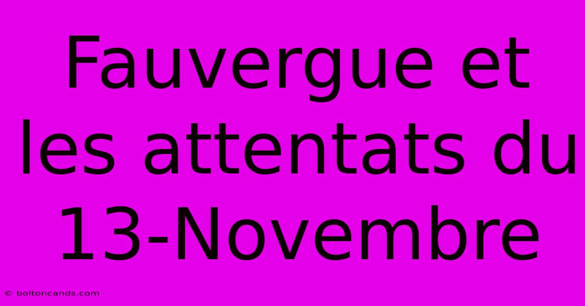 Fauvergue Et Les Attentats Du 13-Novembre 