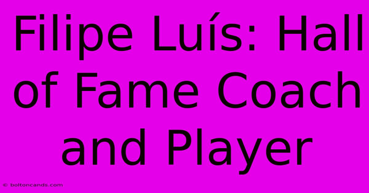 Filipe Luís: Hall Of Fame Coach And Player