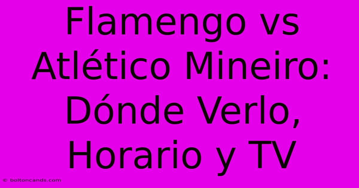 Flamengo Vs Atlético Mineiro: Dónde Verlo, Horario Y TV