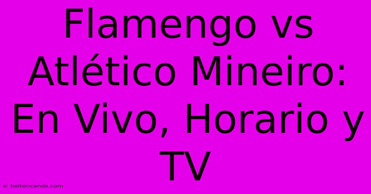 Flamengo Vs Atlético Mineiro: En Vivo, Horario Y TV