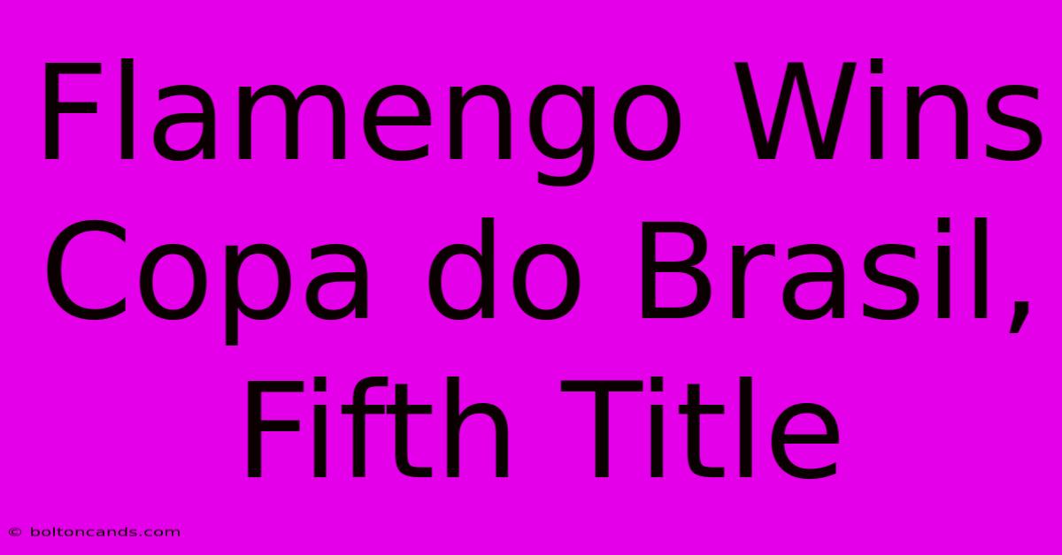 Flamengo Wins Copa Do Brasil, Fifth Title