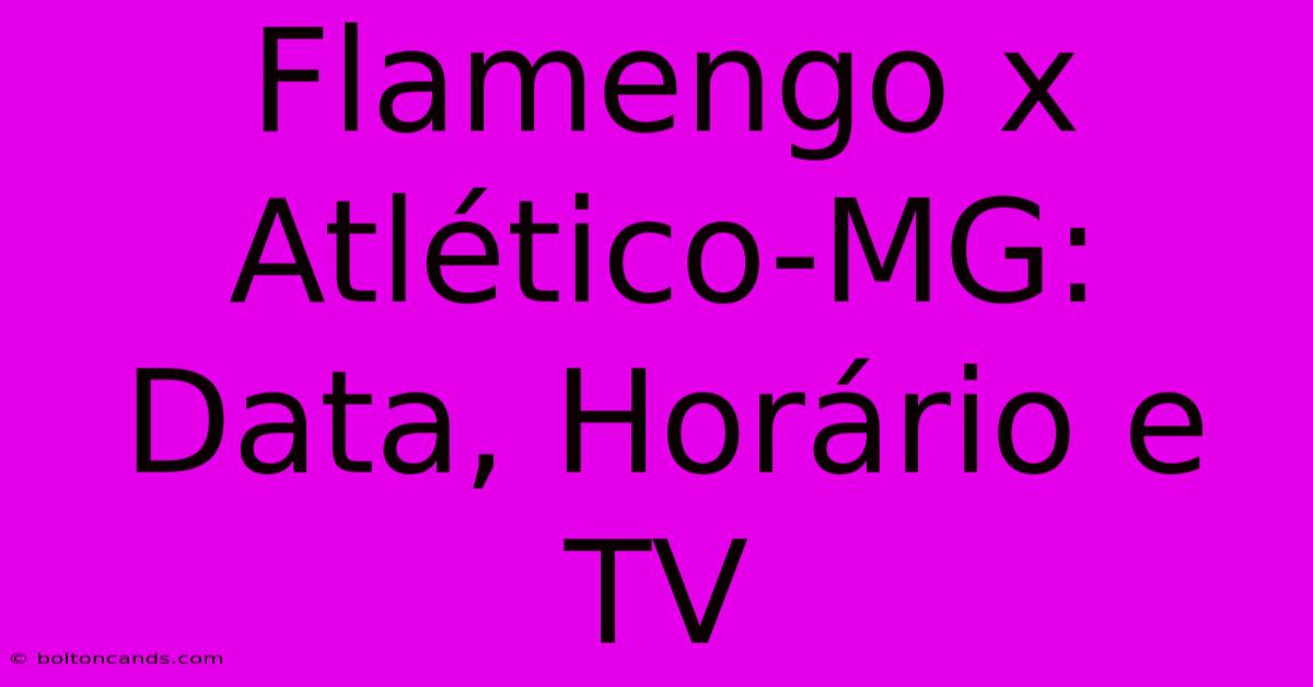 Flamengo X Atlético-MG: Data, Horário E TV