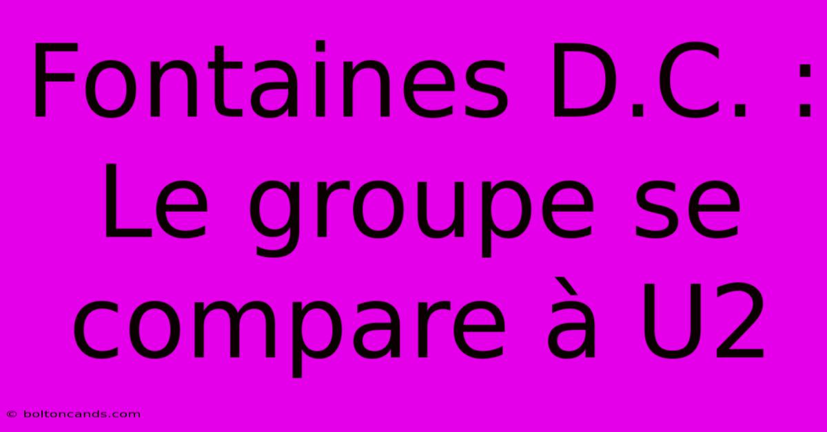 Fontaines D.C. : Le Groupe Se Compare À U2 