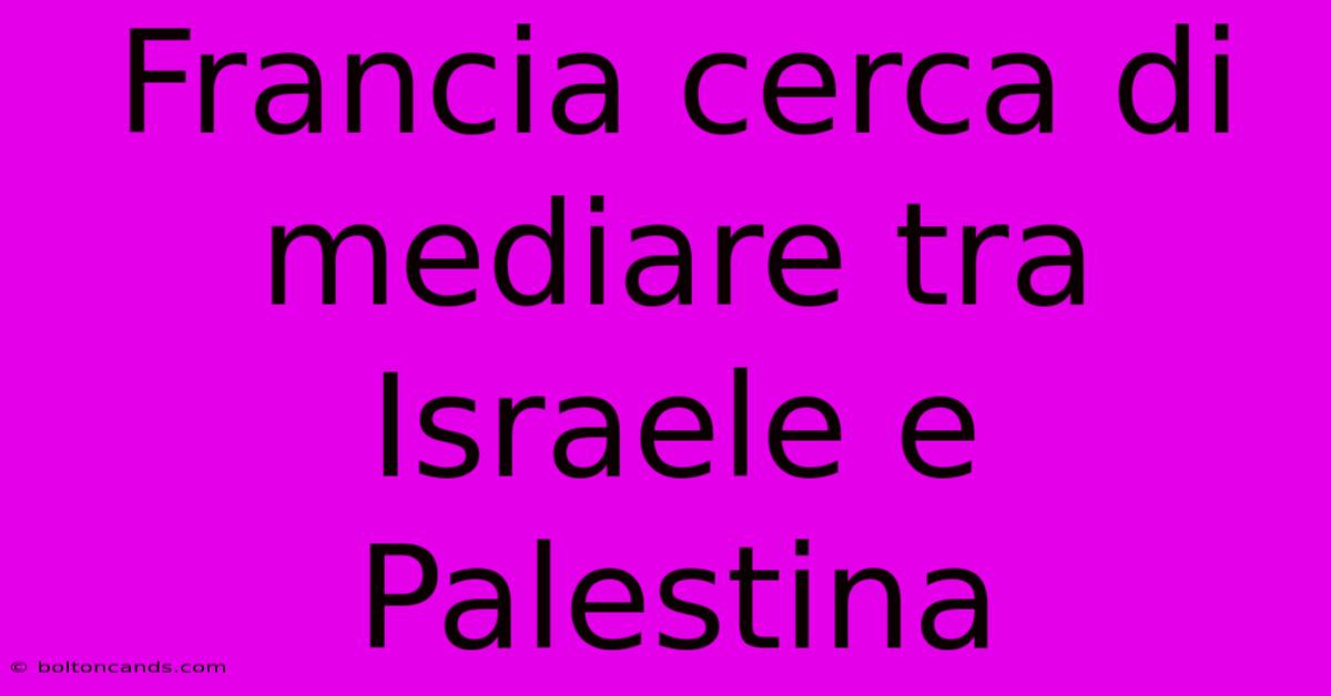 Francia Cerca Di Mediare Tra Israele E Palestina