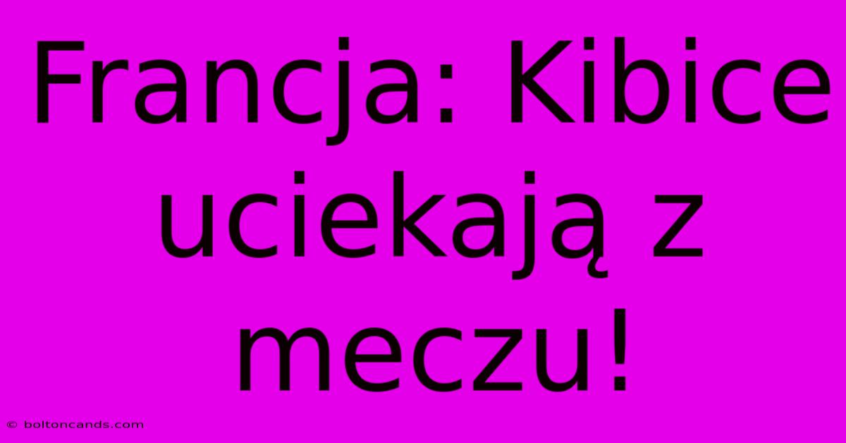 Francja: Kibice Uciekają Z Meczu!