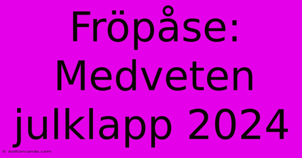 Fröpåse: Medveten Julklapp 2024