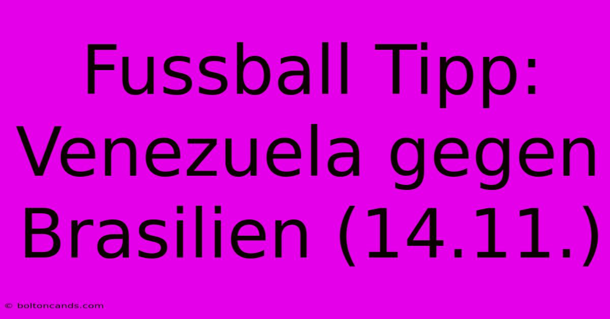 Fussball Tipp: Venezuela Gegen Brasilien (14.11.)