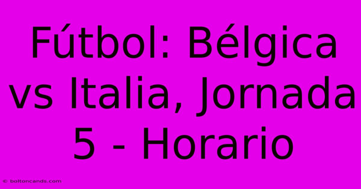 Fútbol: Bélgica Vs Italia, Jornada 5 - Horario 