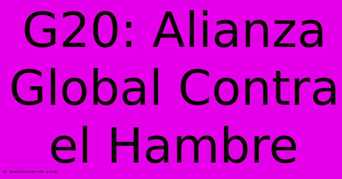 G20: Alianza Global Contra El Hambre