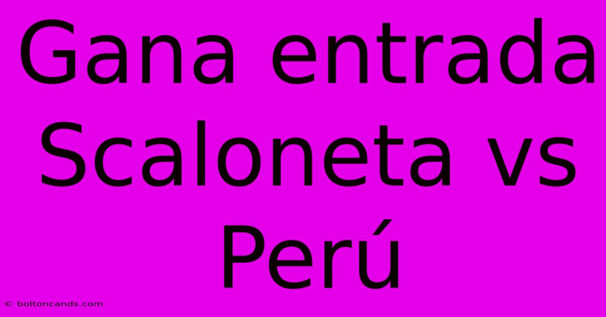 Gana Entrada Scaloneta Vs Perú