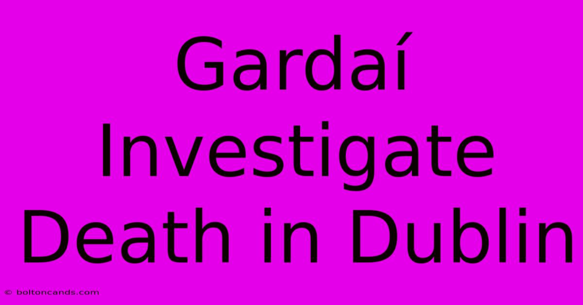 Gardaí Investigate Death In Dublin