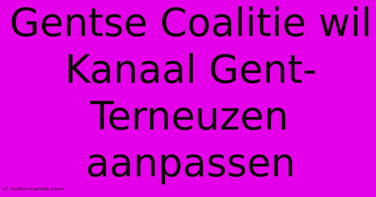 Gentse Coalitie Wil Kanaal Gent-Terneuzen Aanpassen