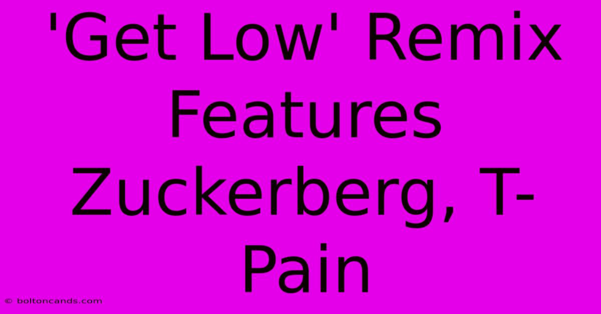 'Get Low' Remix Features Zuckerberg, T-Pain 