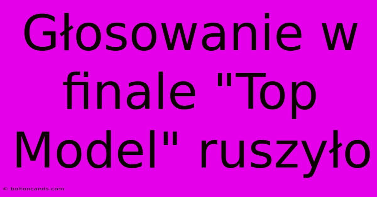 Głosowanie W Finale 