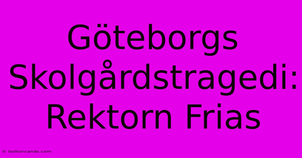 Göteborgs Skolgårdstragedi: Rektorn Frias