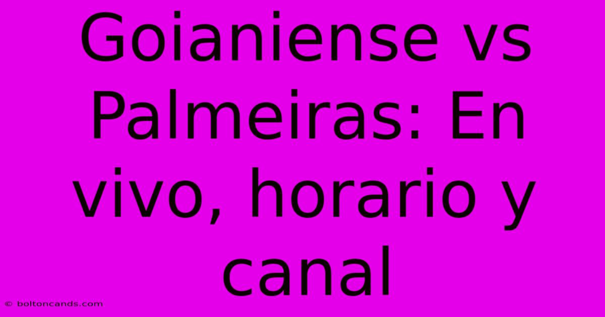 Goianiense Vs Palmeiras: En Vivo, Horario Y Canal