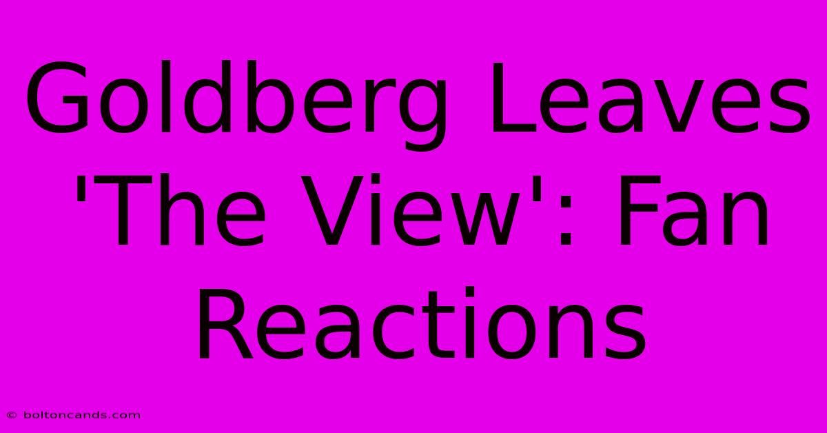 Goldberg Leaves 'The View': Fan Reactions