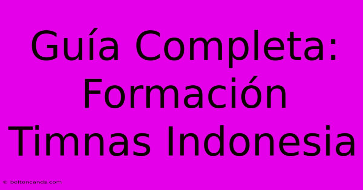 Guía Completa: Formación Timnas Indonesia