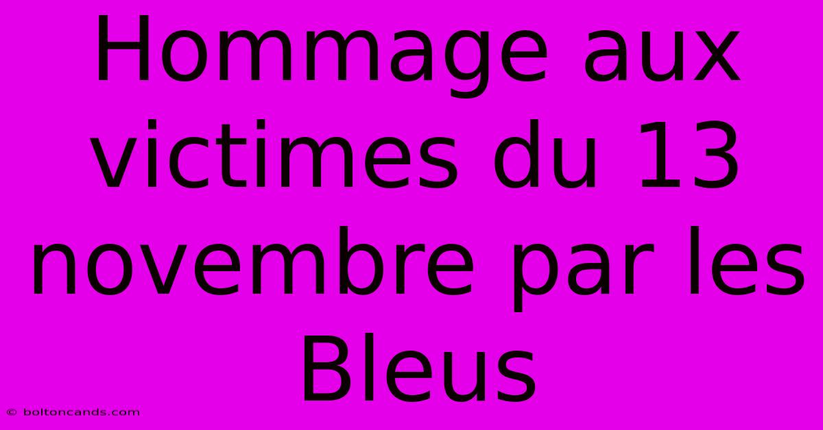 Hommage Aux Victimes Du 13 Novembre Par Les Bleus