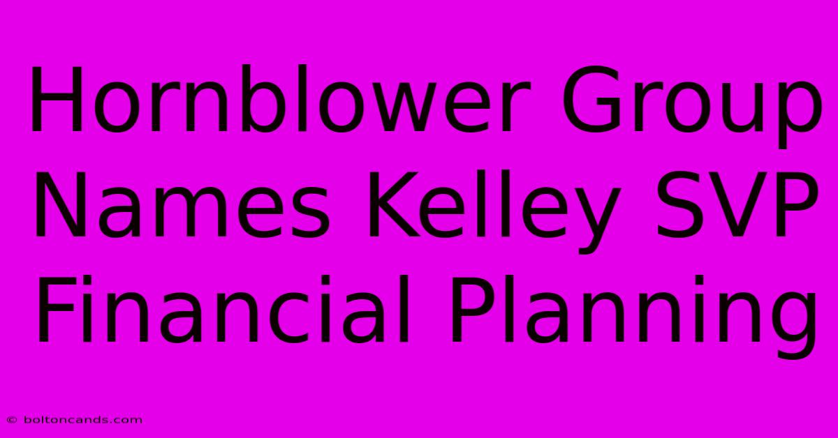 Hornblower Group Names Kelley SVP Financial Planning