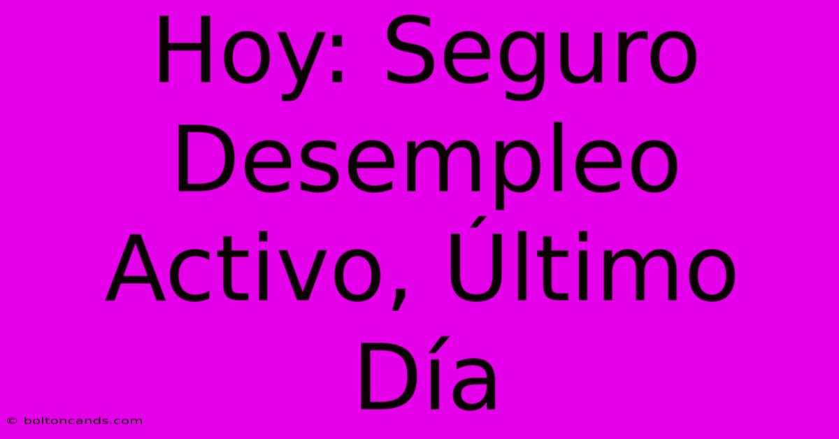 Hoy: Seguro Desempleo Activo, Último Día