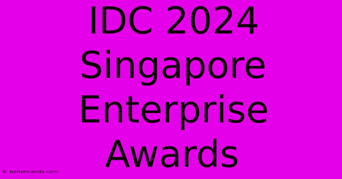 IDC 2024 Singapore Enterprise Awards