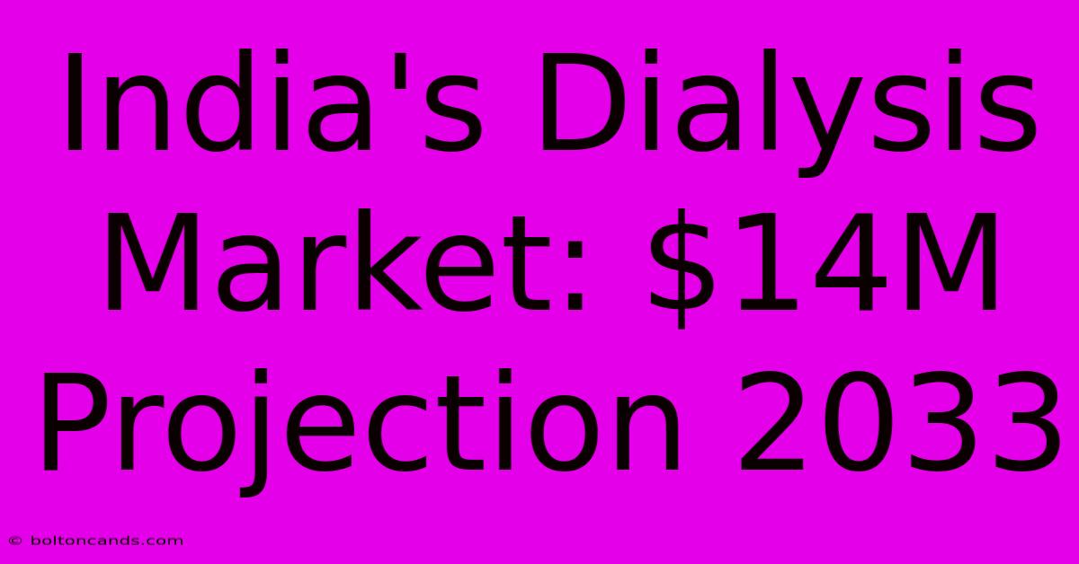 India's Dialysis Market: $14M Projection 2033