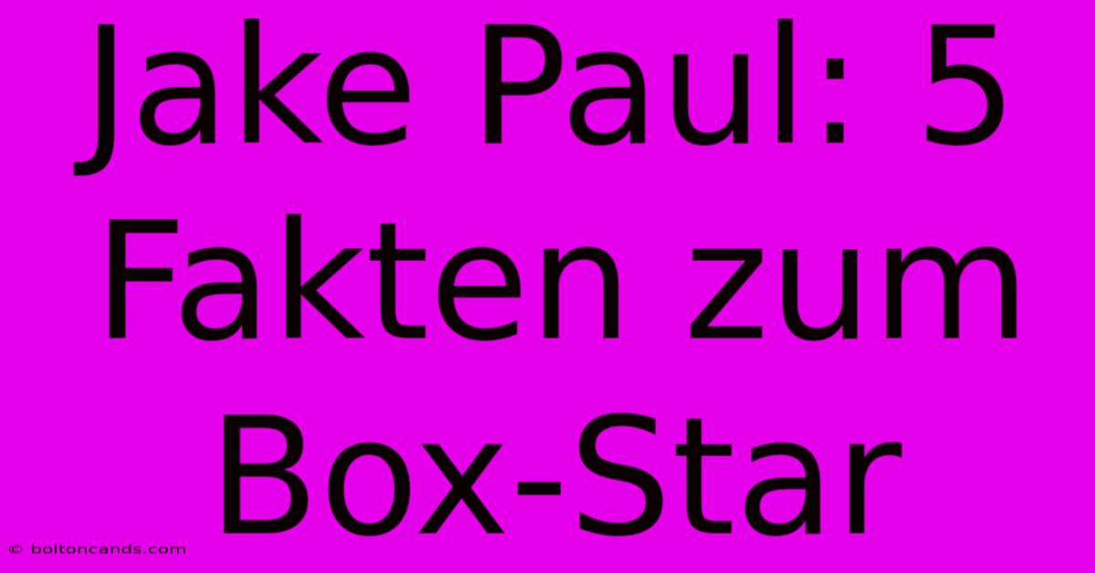 Jake Paul: 5 Fakten Zum Box-Star