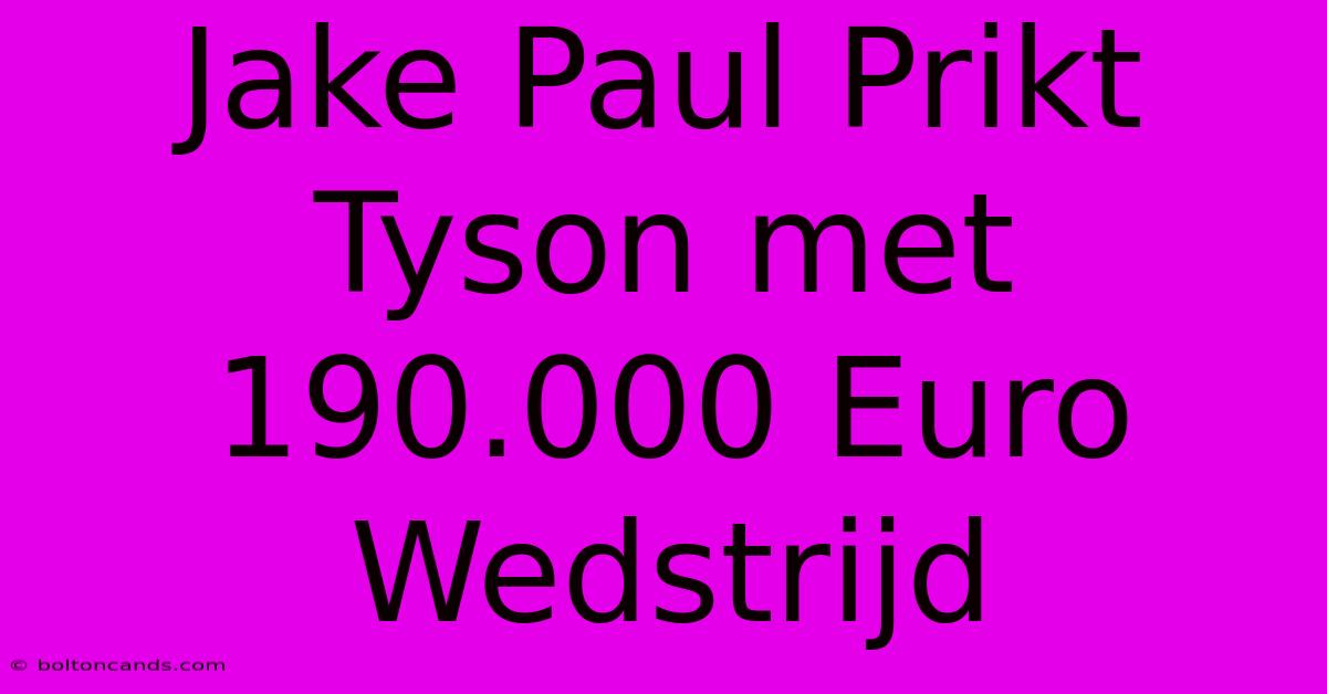 Jake Paul Prikt Tyson Met 190.000 Euro Wedstrijd