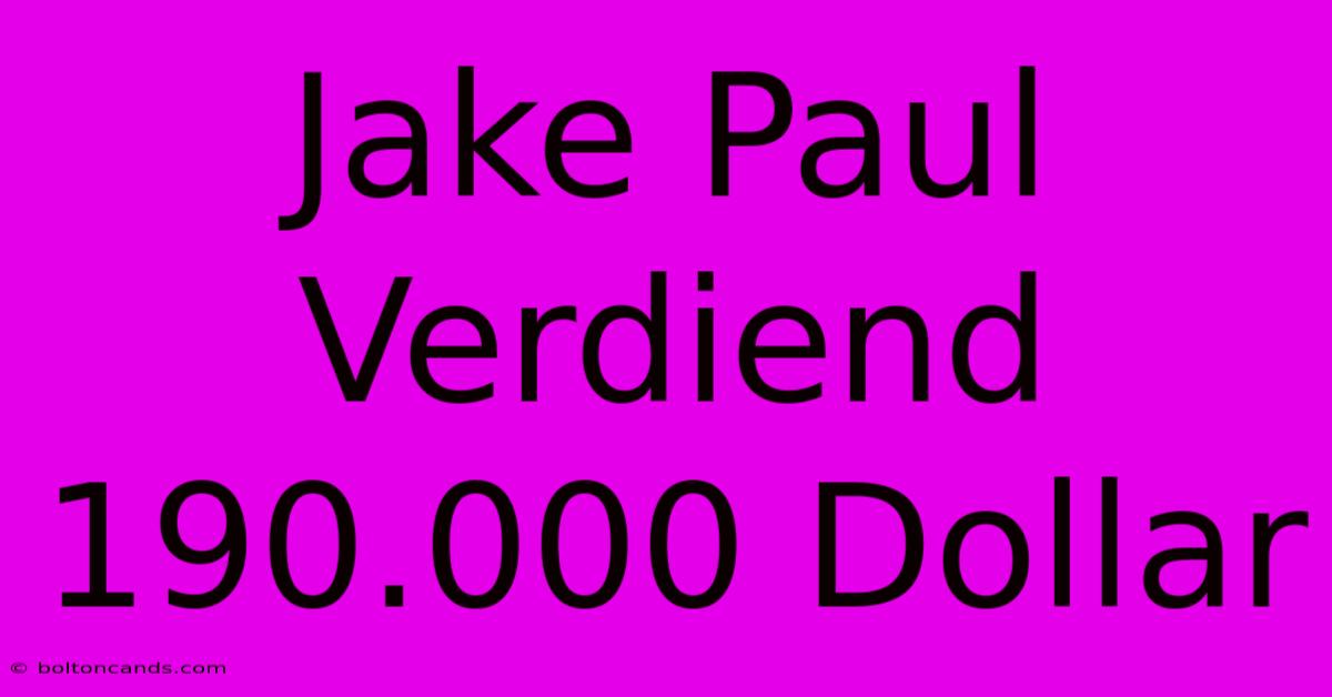 Jake Paul Verdiend 190.000 Dollar