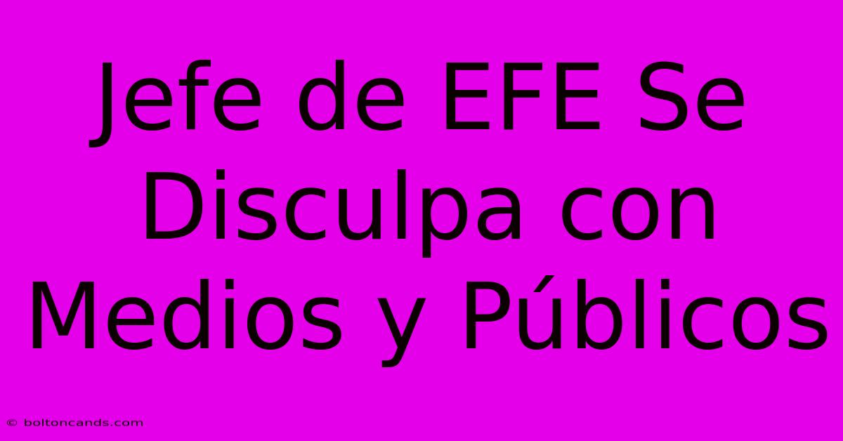 Jefe De EFE Se Disculpa Con Medios Y Públicos