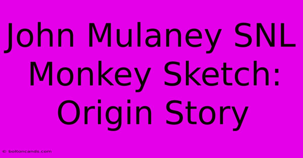 John Mulaney SNL Monkey Sketch: Origin Story