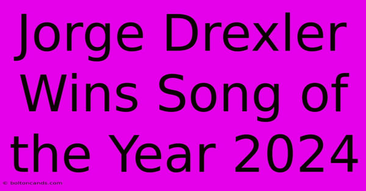 Jorge Drexler Wins Song Of The Year 2024