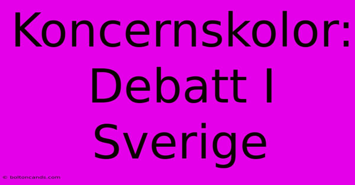 Koncernskolor: Debatt I Sverige