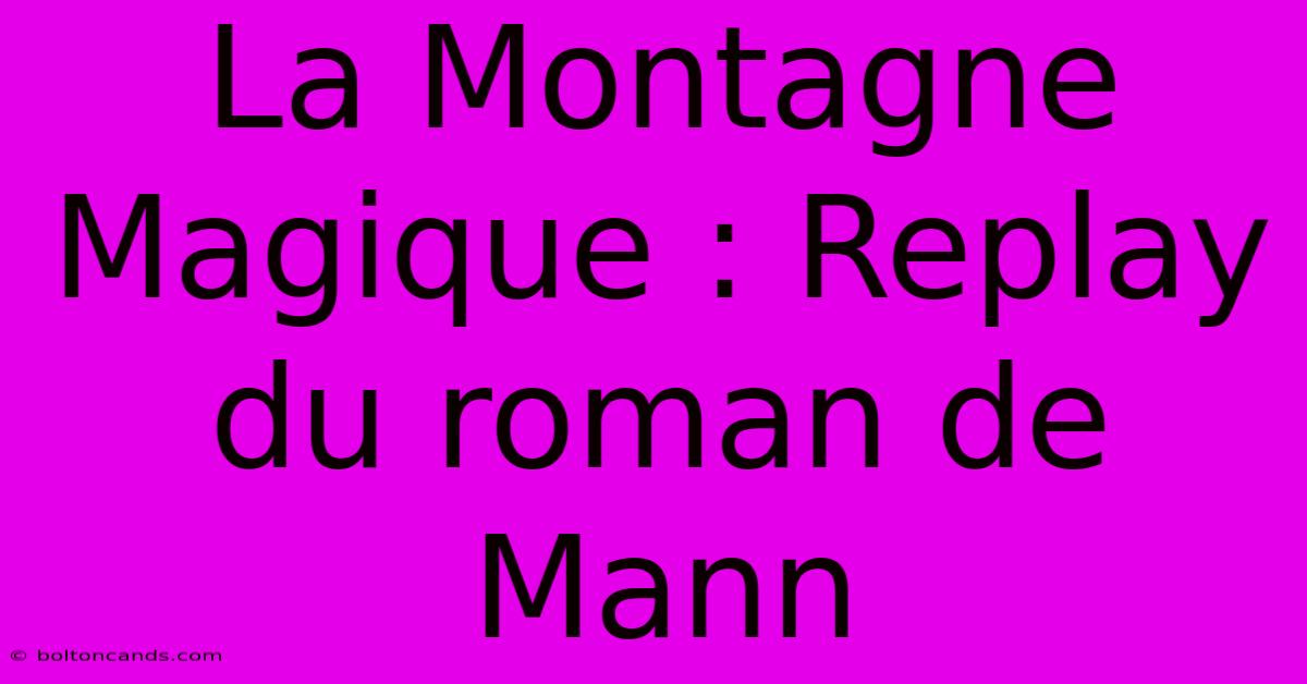 La Montagne Magique : Replay Du Roman De Mann