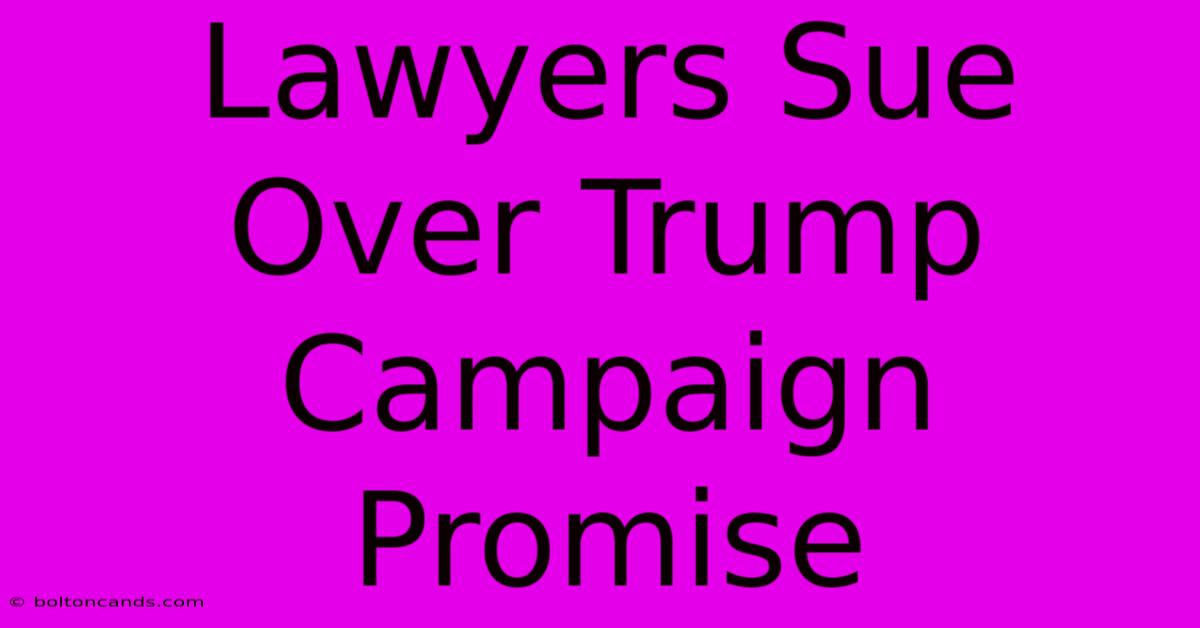 Lawyers Sue Over Trump Campaign Promise