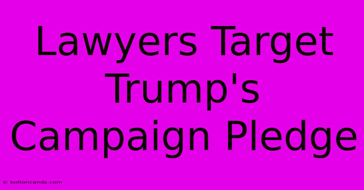 Lawyers Target Trump's Campaign Pledge