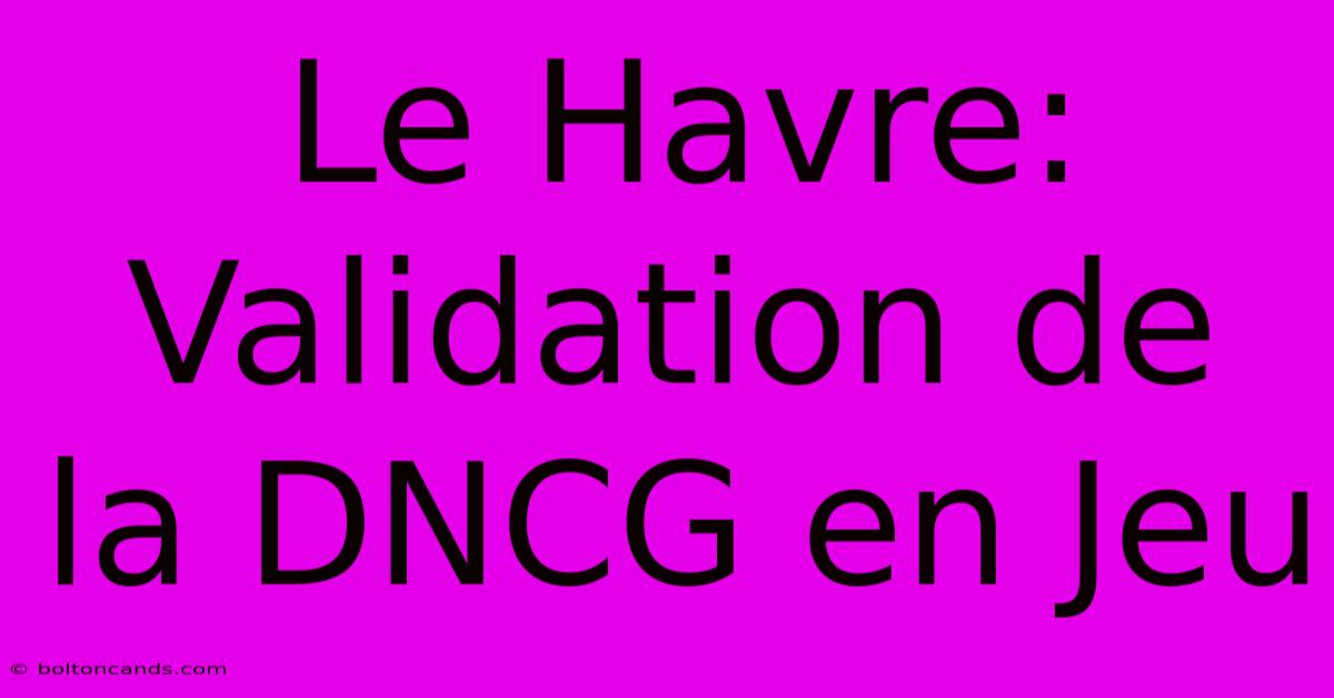 Le Havre: Validation De La DNCG En Jeu