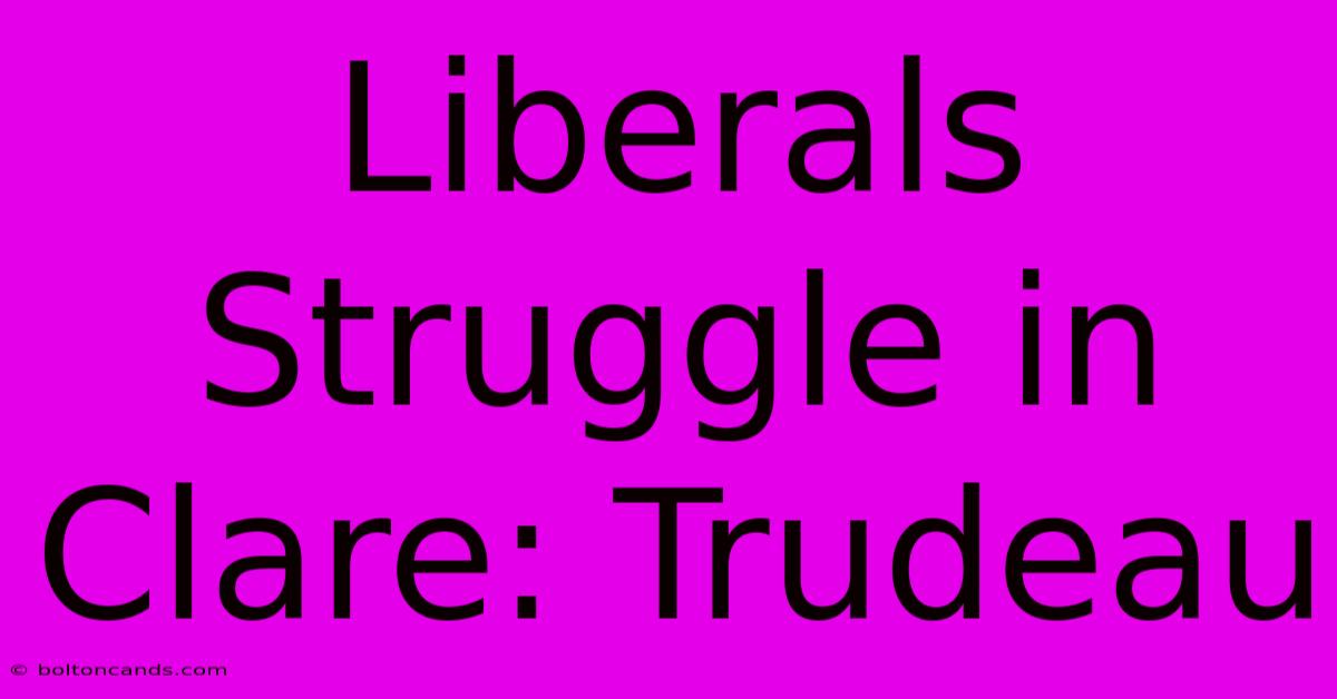 Liberals Struggle In Clare: Trudeau