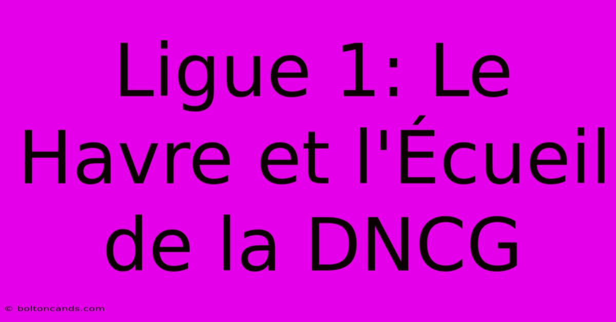 Ligue 1: Le Havre Et L'Écueil De La DNCG