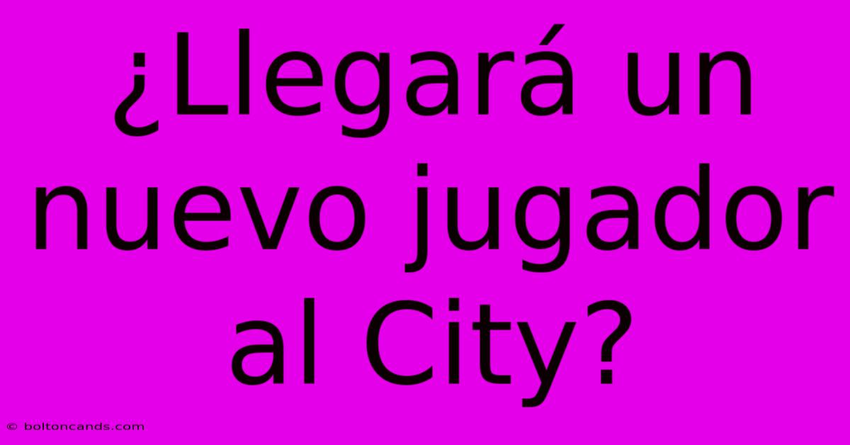 ¿Llegará Un Nuevo Jugador Al City?