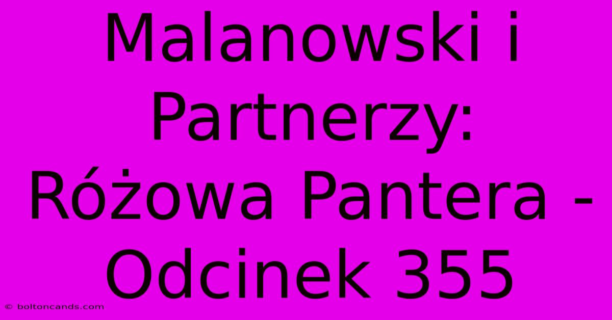 Malanowski I Partnerzy: Różowa Pantera - Odcinek 355