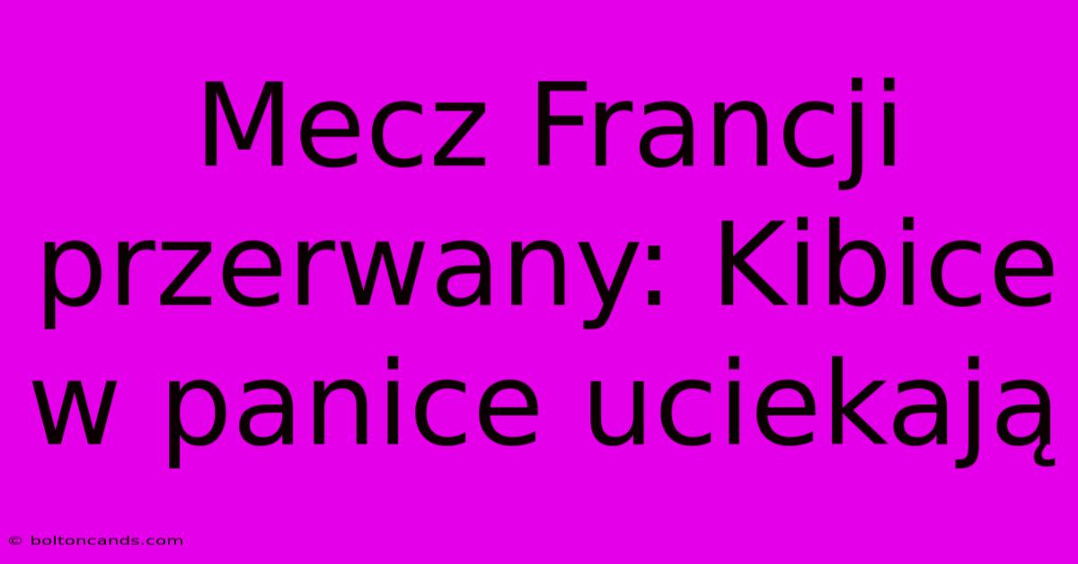 Mecz Francji Przerwany: Kibice W Panice Uciekają