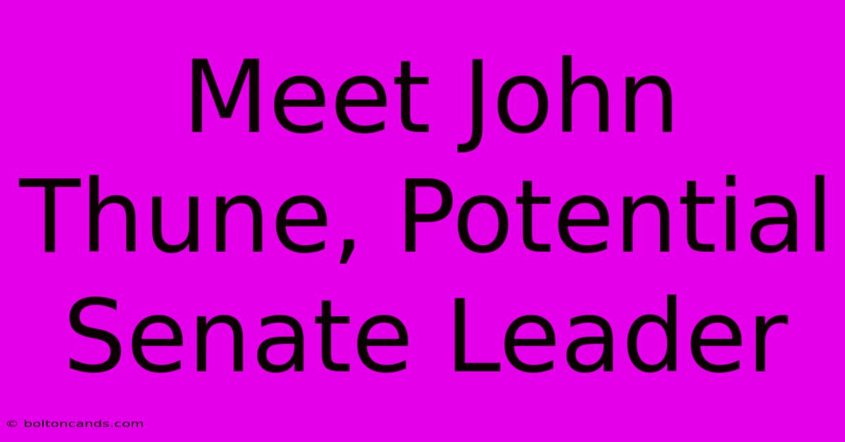 Meet John Thune, Potential Senate Leader