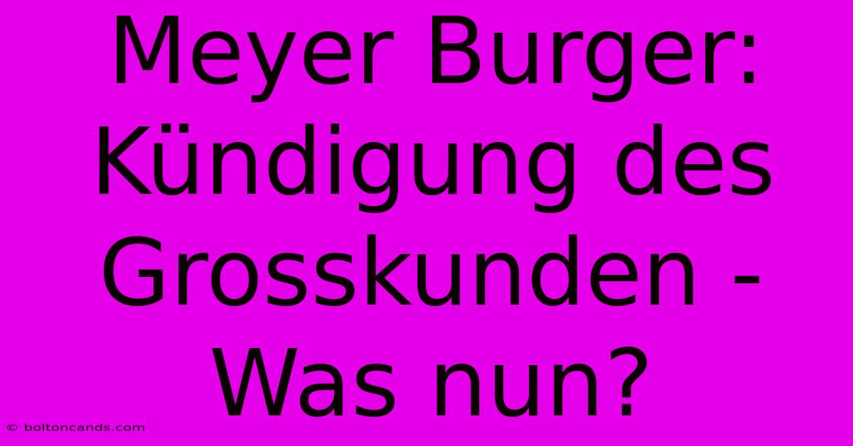 Meyer Burger: Kündigung Des Grosskunden - Was Nun? 