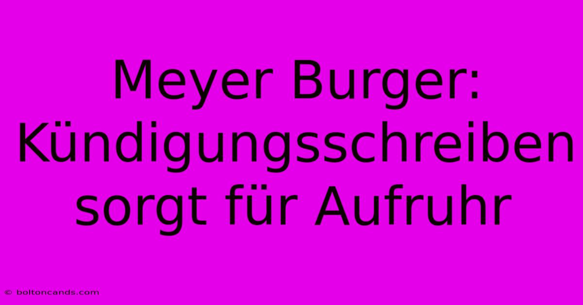 Meyer Burger: Kündigungsschreiben Sorgt Für Aufruhr